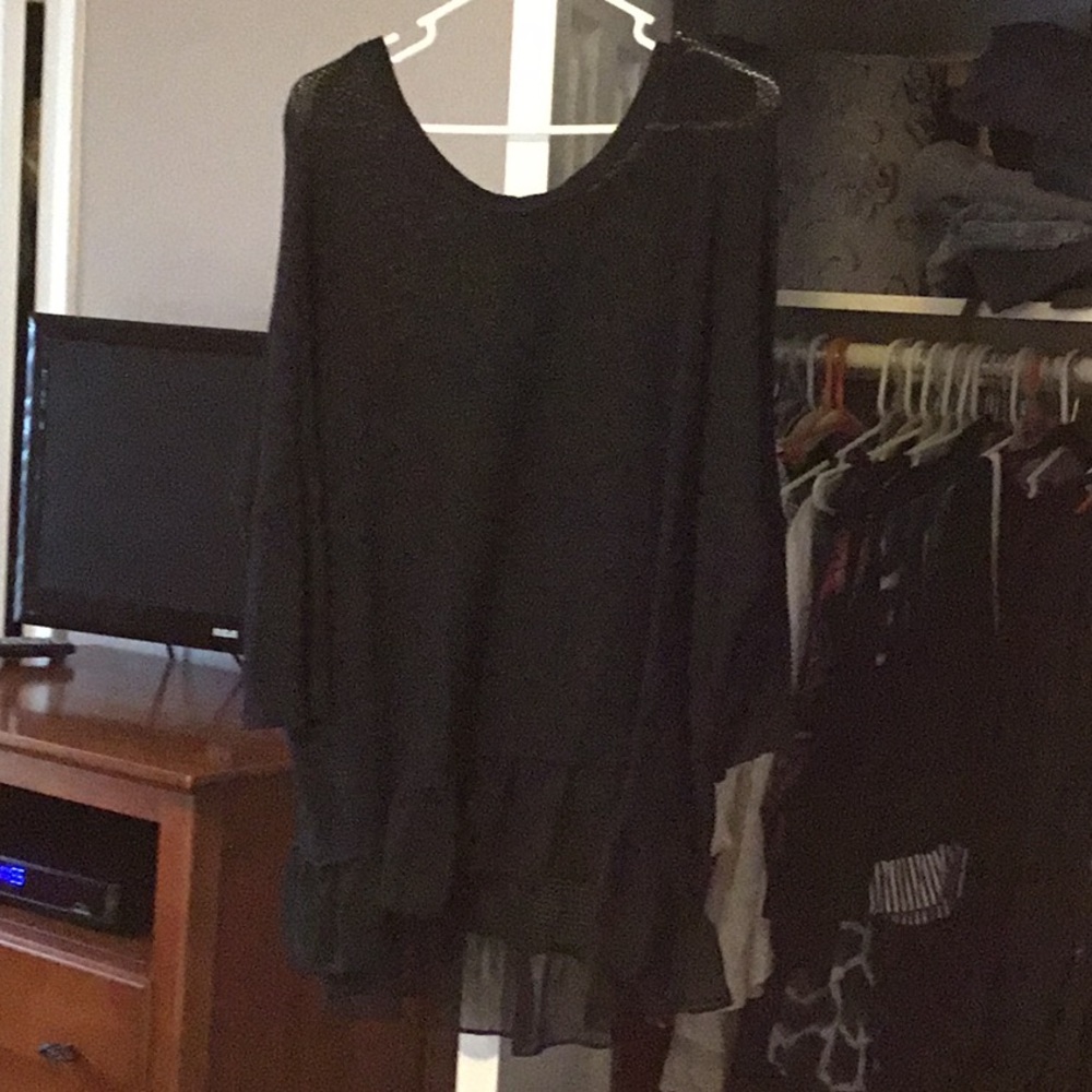 Black sweater with ruffled bottom